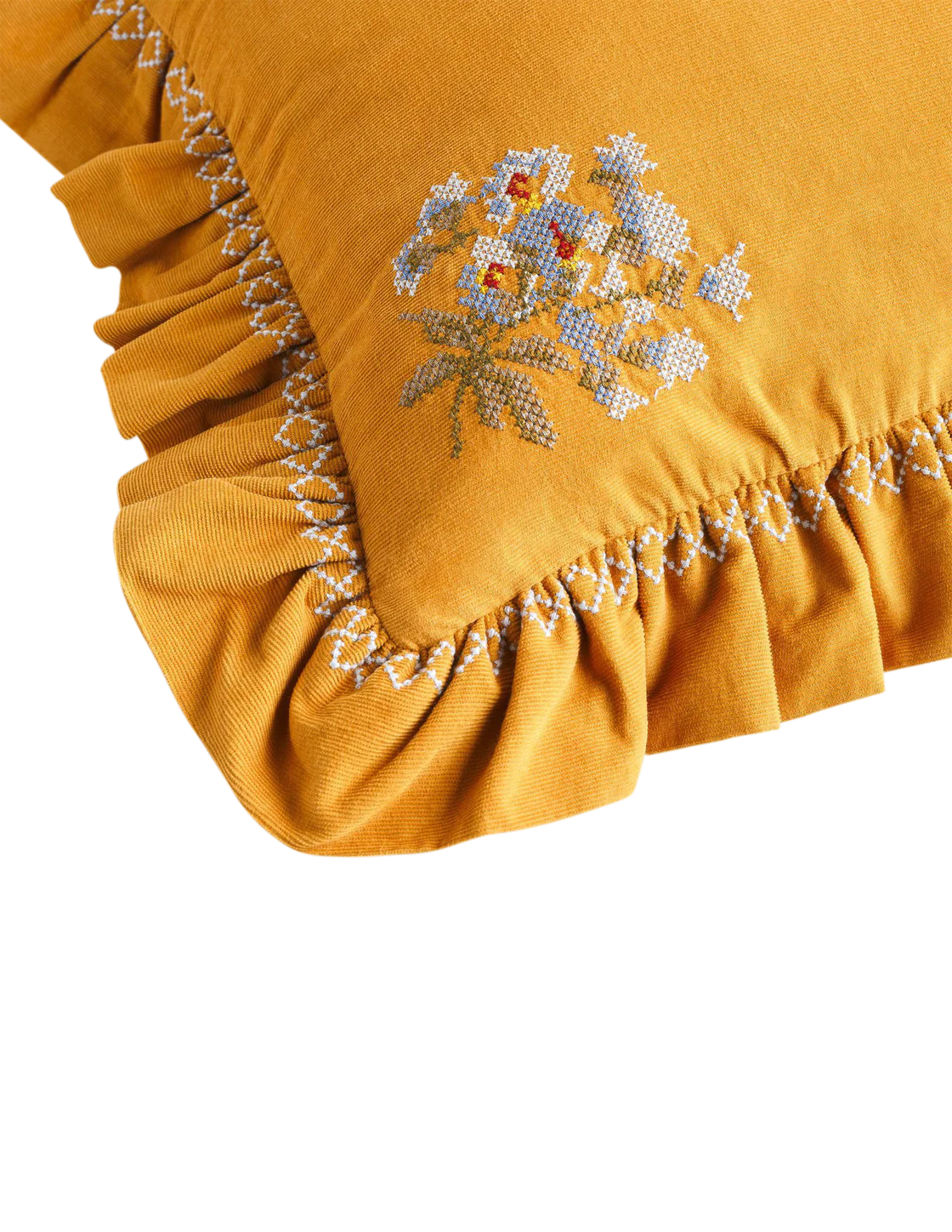 Ochre Ristipisto Corduroy Frill Pillow - Image 6